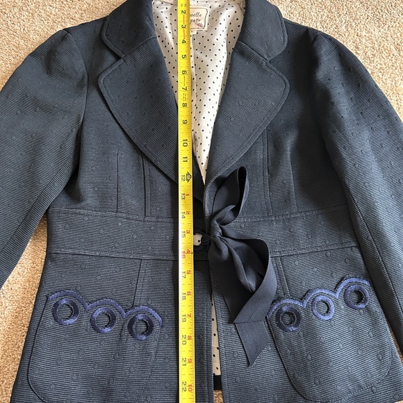 Nanette Lepore Navy Blue Tie Front BlazerJacket Womens 8 - Picture 8 of 9